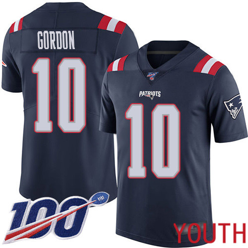New England Patriots Football #10 100th Season Rush Limited Navy Blue Youth Josh Gordon NFL Jersey->new england patriots->NFL Jersey